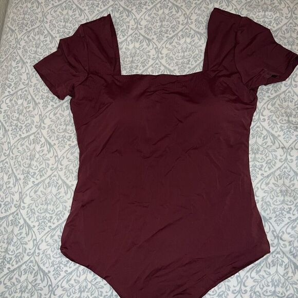 Klassy Network Square Neck Bramisuit Bodysuit Wine Size M - Picture 4 of 6